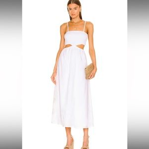 Faithful the Brand Tayari Linen Midi Dress- white, Small